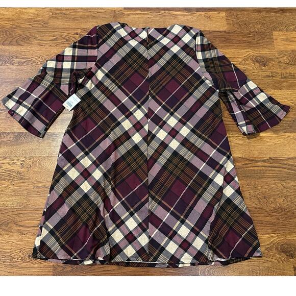 Jessica Howard Women's Plaid A-Line Dress Burgundy Size 2X NWT - Picture 3 of 10